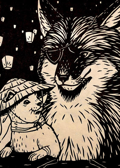 Linocut Print: Three Thousand Lanterns